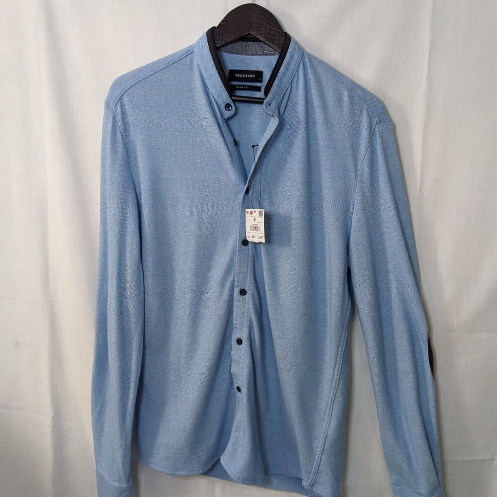 Reserved Men's Slim Fit Light Blue Long Sleeve Button Down Shirt Size Small